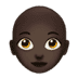 👩🏿‍🦲 woman: dark skin tone, bald display on Apple